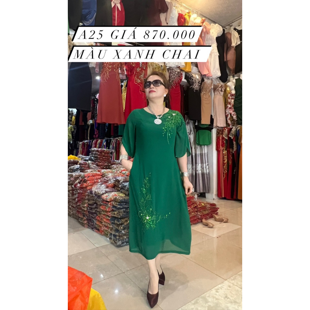 Đầm suông a25 thiết kế đính đá cao cấp