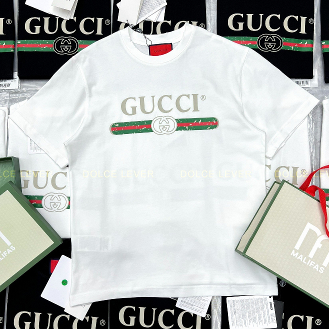 Áo thun Gucci logo Trầy - Chất 100%cotton mịn dày dặn siêu hot 2023