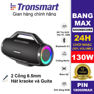 Loa karaoke bluetooth 5.3 tronsmart bang max cong suất 130w, tích hợp cổng cắm micro hát karaoke, kháng nước ipx6