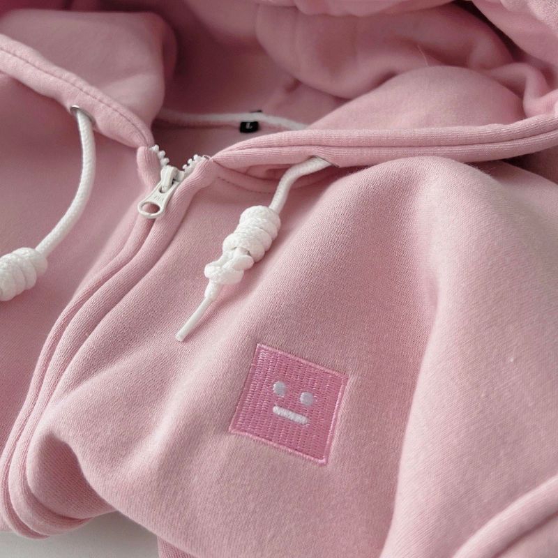 Áo Khoác Nỉ Mũ  Logo Mặt Cười Vuông  Chất Nỉ Bông Dày Dặn Phong Cách Hàn Quốc Sành Điệu