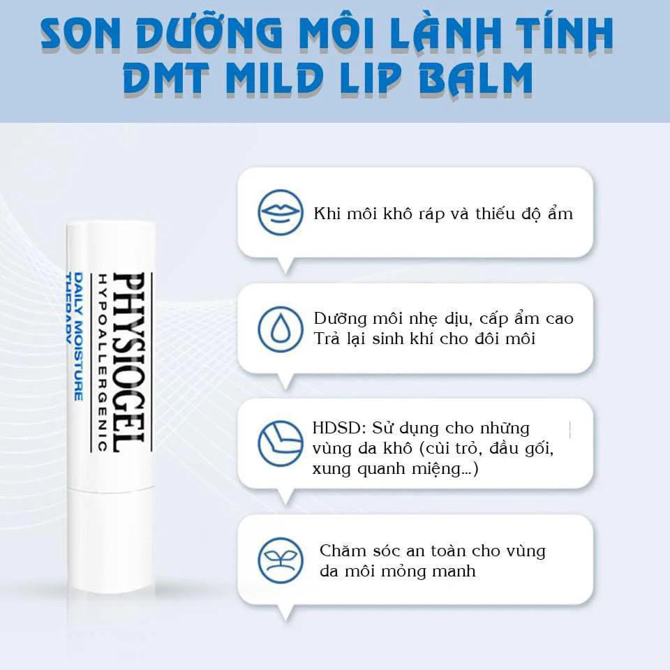 [HSD 25/02/2024] Son dưỡng môi cấp ẩm dịu nhẹ Physiogel Daily Moisture Therapy Mild Lip Balm 4.2gr