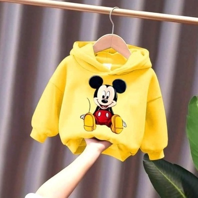 Áo nỉ hoodie bé trai bé gái chất vải nỉ bông dày dặn in hình mickey cho bé 6-30kg