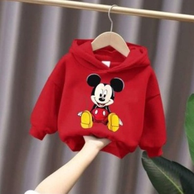 Áo nỉ hoodie bé trai bé gái chất vải nỉ bông dày dặn in hình mickey cho bé 6-30kg