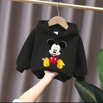 Áo nỉ hoodie bé trai bé gái chất vải nỉ bông dày dặn in hình mickey cho bé 6-30kg
