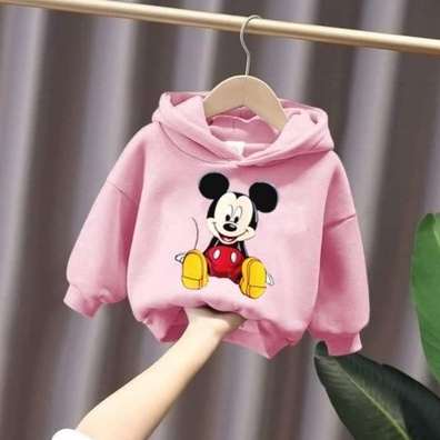Áo nỉ hoodie bé trai bé gái chất vải nỉ bông dày dặn in hình mickey cho bé 6-30kg