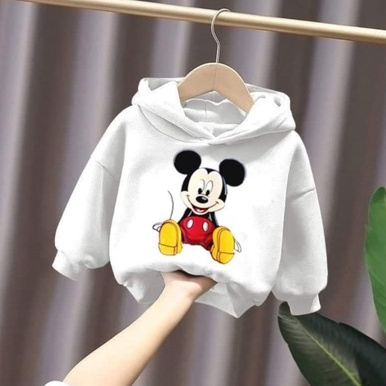 Áo nỉ hoodie bé trai bé gái chất vải nỉ bông dày dặn in hình mickey cho bé 6-30kg