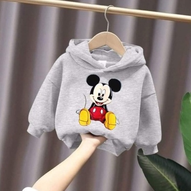 Áo nỉ hoodie bé trai bé gái chất vải nỉ bông dày dặn in hình mickey cho bé 6-30kg