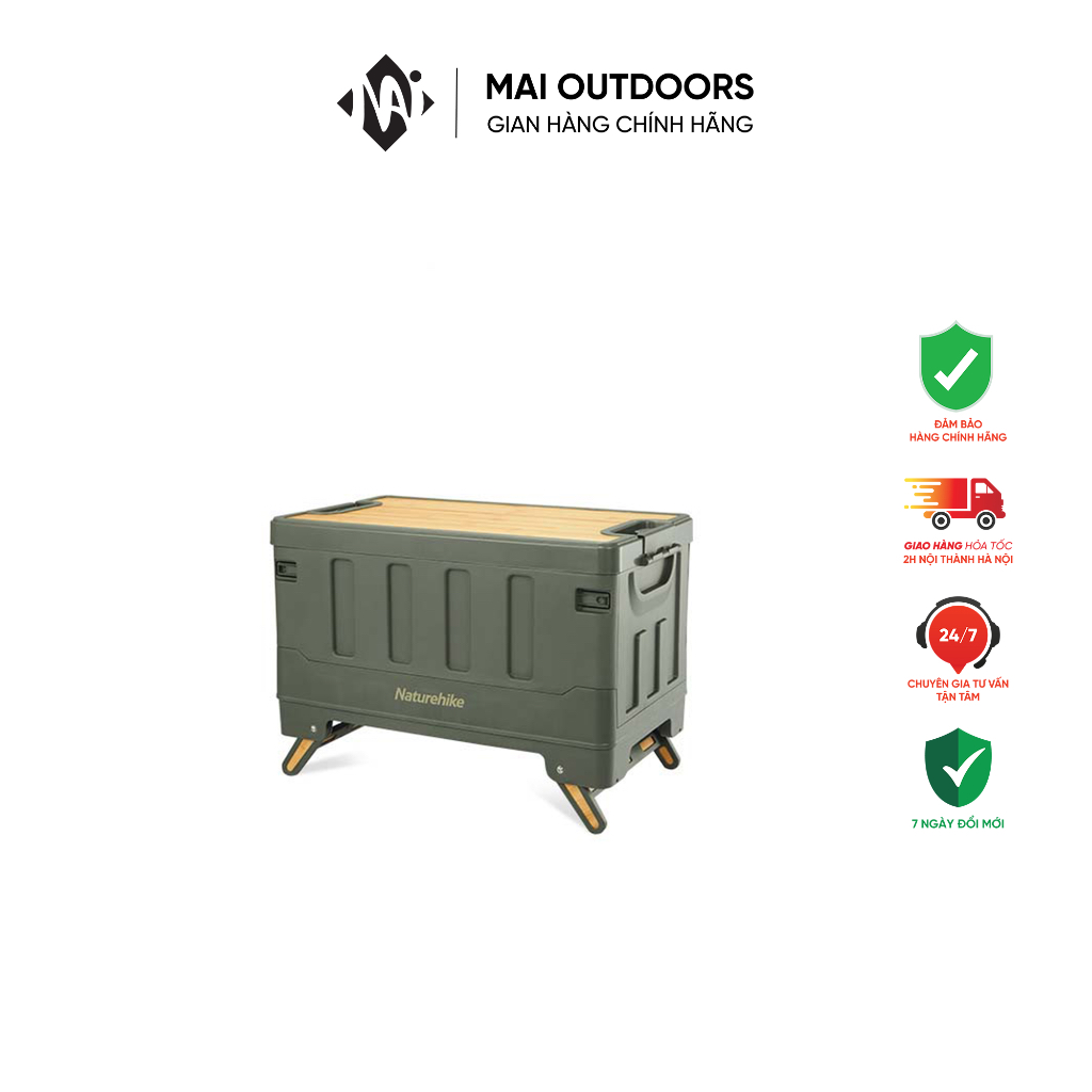 Thùng nhựa đựng đồ gấp gọn có nắp gỗ tre NatureHike NH22SNX01