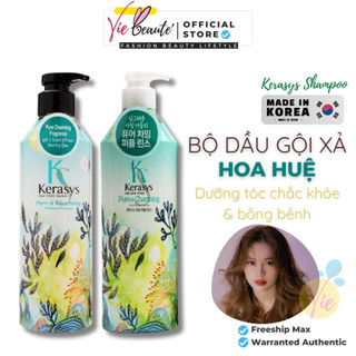 Combo gội xả Kerasys hương hoa huệ - Kerasys Perfume Pure & Charming Rinse 600ml làm sạch dịu nhẹ, lưu hương dài lâ