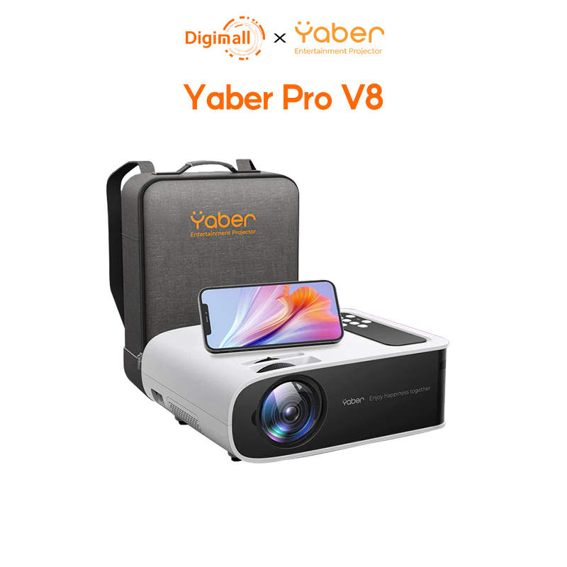 Máy chiếu gia đình YABER PRO V8 Wifi 6 Full HD hổ trợ 4K - Độ sáng 450 ASNI - Keystone 4P hiệu chỉnh 4 chiều - MH 350"