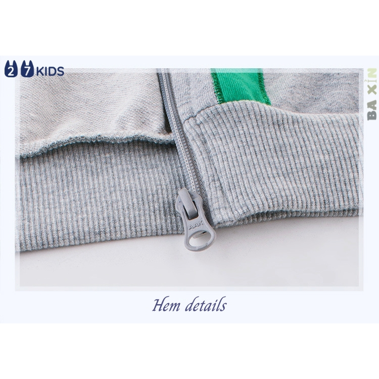 ÁO KHOÁC COTTON NỈ 27KIDS, AÓ KHOÁC NỈ DÀI TAY CÓ MŨ KHOÁ KÉO, HOẠ TIẾT 🐠 🐊THÊU NỔI DỄ THƯƠNG BÉ TRAI SIZE ĐẠI
