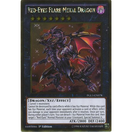 Lá bài thẻ Rồng đen mắt đỏ Red Eyes Flare Metal Dragon - gold Rare - Tặng bọc bài nhựa bảo quản