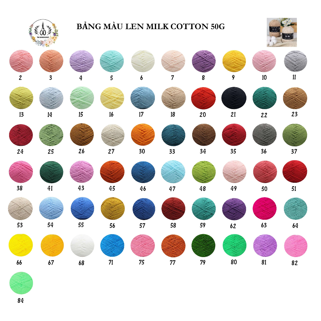 Len milk cotton 50g bảng màu 2