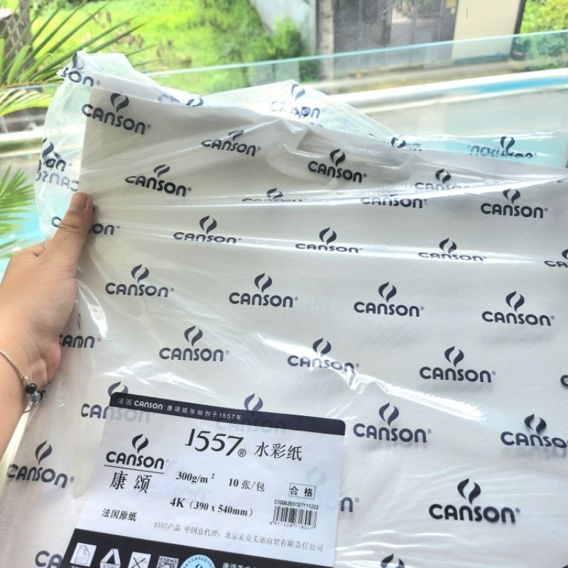 Giấy vẽ màu nước canson 1557 300gsm size a2 (hỗ trợ cắt thành size a4 a5 a3)