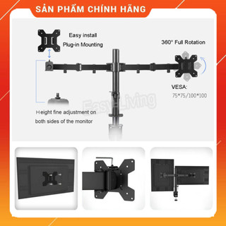[Rẻ Vô Địch] Giá đỡ 2 màn hình Máy Tính Kẹp Bàn, chuyển động Đầy Đủ 360 độ cho màn Hình 10-27inch M052