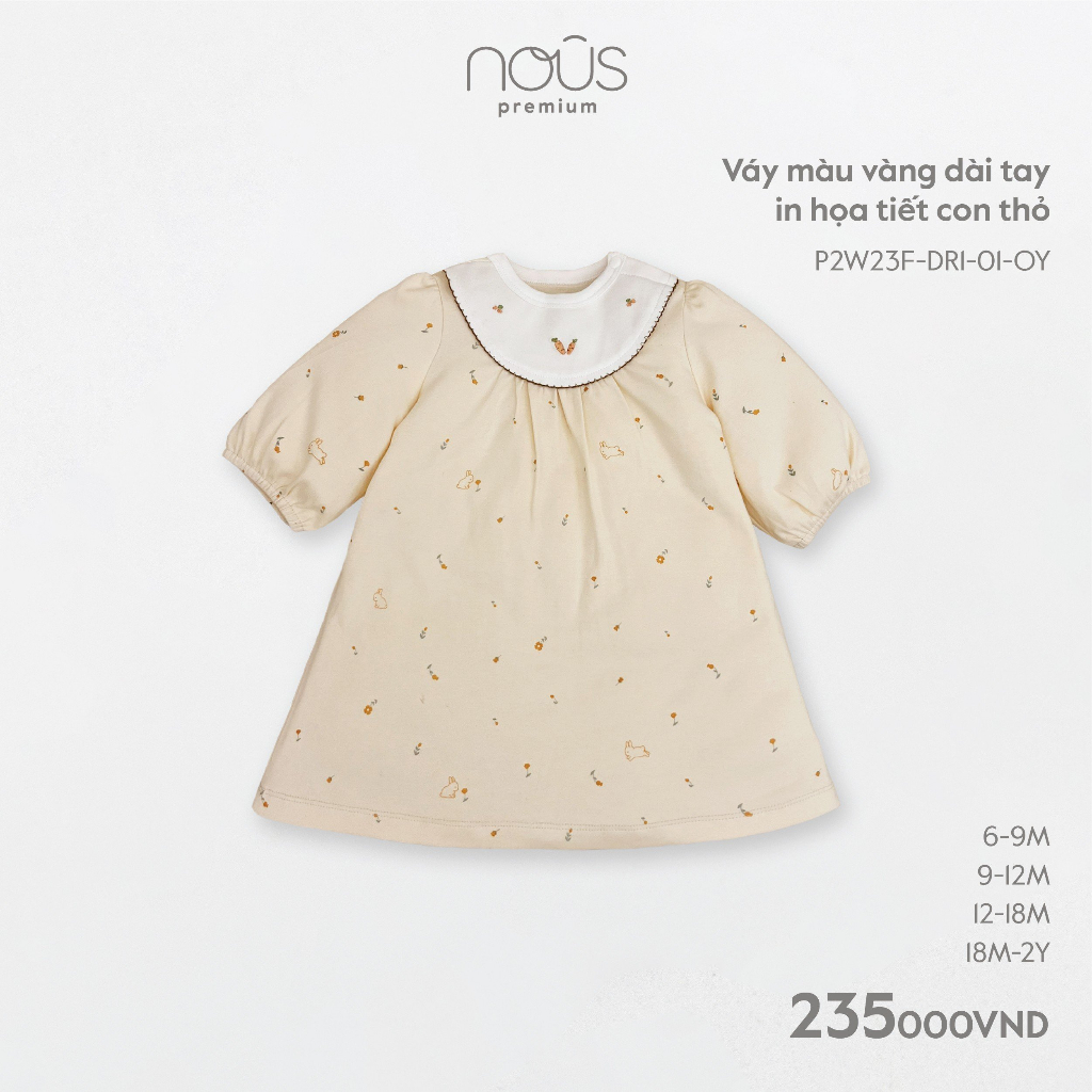 Set váy, áo khoác kèm quần Nous dành cho bé gái chất liệu thoáng mát từ 3-6 tháng đến 18-24 tháng