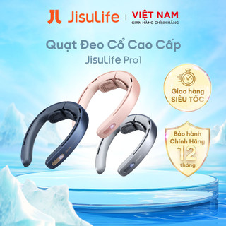 Quạt Đeo Cổ Cao Cấp JISULIFE Pro1 Mát 360 Độ - Silicon Kê Cổ Mềm Mịn - LED Hiển Thị - SD 16H Chính Hãng - BH 12 Thán