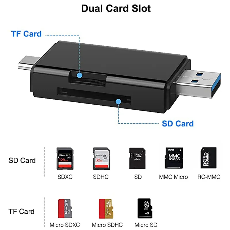 Đầu Đọc Thẻ Nhớ 6 Trong 1 chuyển đổi OTG USB 3.0 Micro SD TF Cho Loại Type C / USB / Micro USB 6 in 1