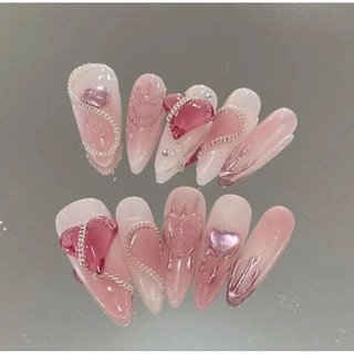Móng giả_nail box móng thiết kế ánh hồng lung linh