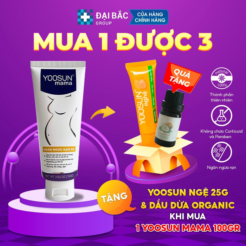 [MUA 1 ĐƯỢC 3]Mua 1 tuýp kem ngăn ngừa và phục hồi rạn da YOOSUN Mama tặng 1 tuýp Yoosun Rau má 25gr