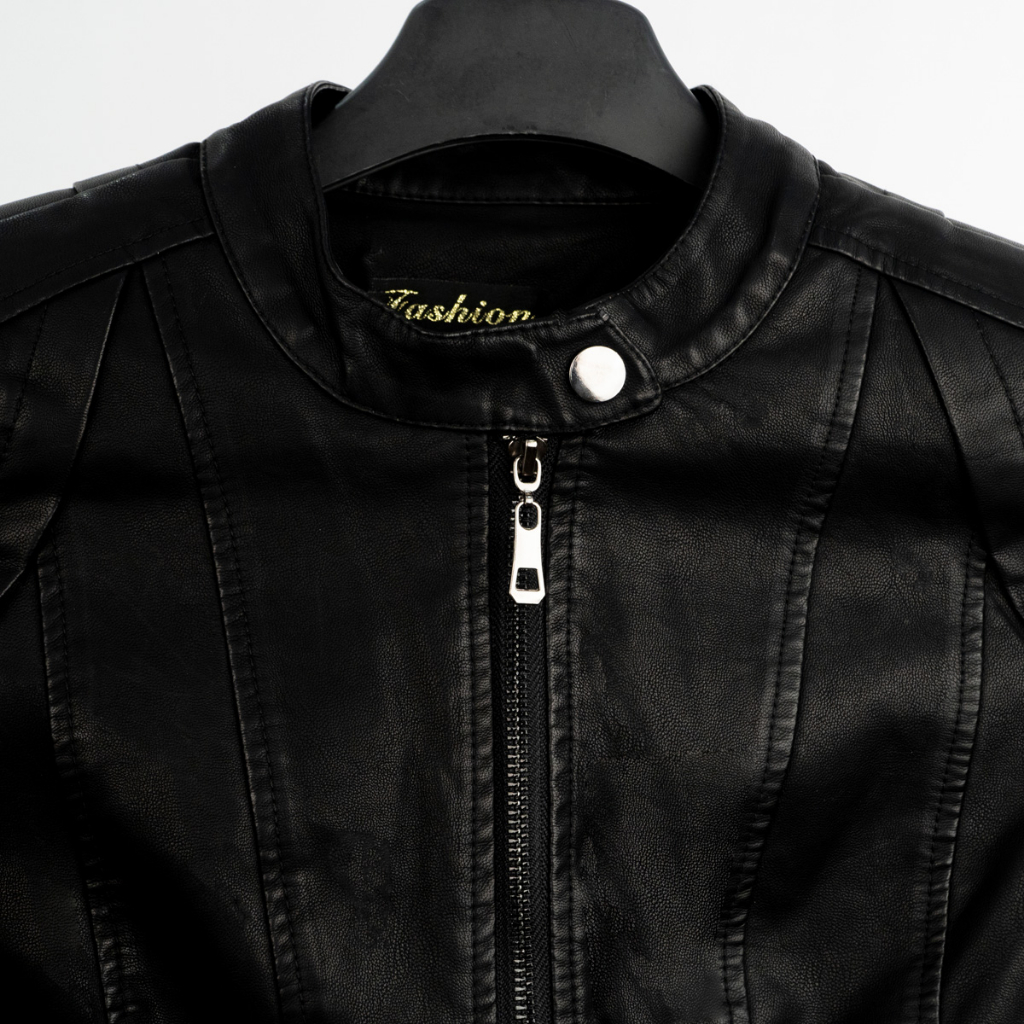 Áo da nữ LYB khóa kéo cổ tròn phong cách hàn quốc cá tính - đen 9811 | BigBuy360 - bigbuy360.vn