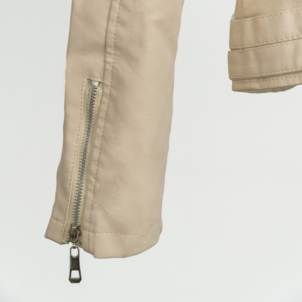 Áo da nữ LYB khóa kéo cổ tròn phong cách hàn quốc cá tính - kem 9811 | BigBuy360 - bigbuy360.vn