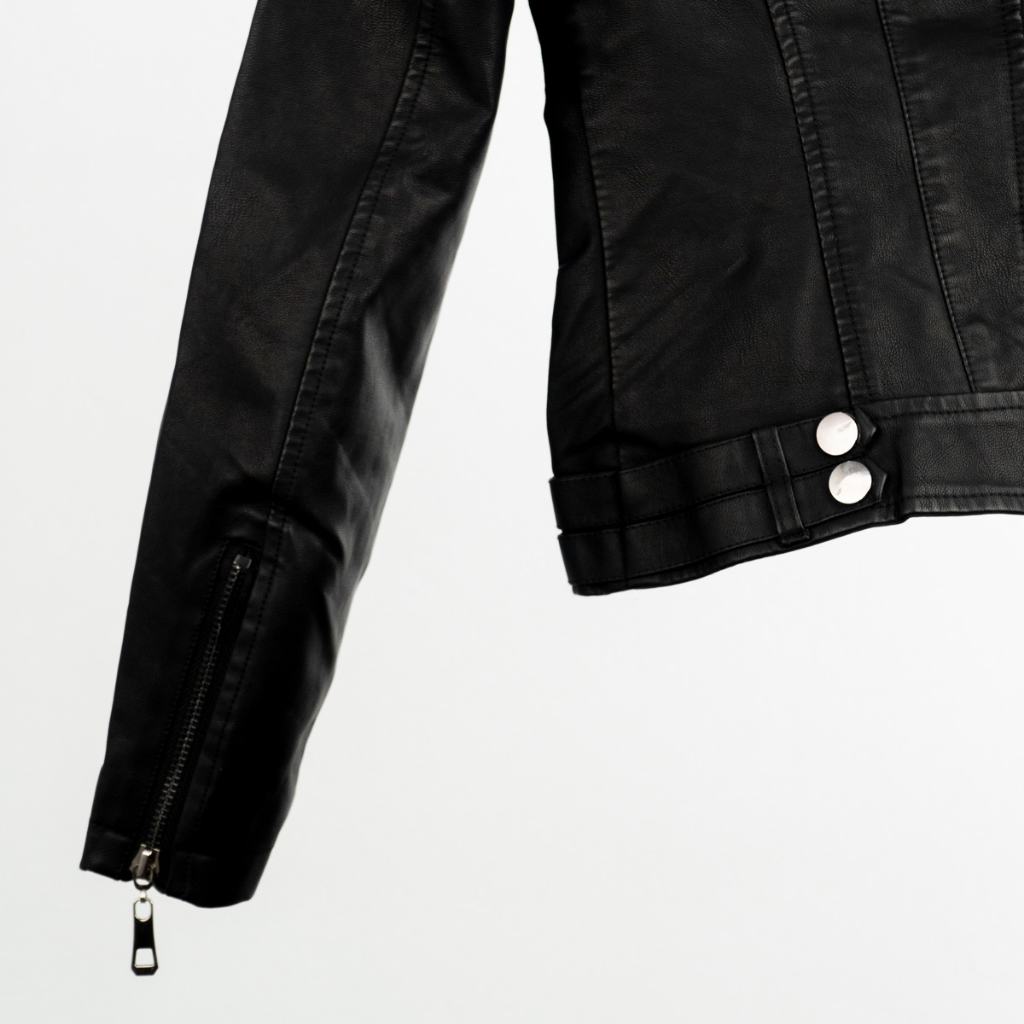 Áo da nữ LYB khóa kéo cổ tròn phong cách hàn quốc cá tính - đen 9811 | BigBuy360 - bigbuy360.vn