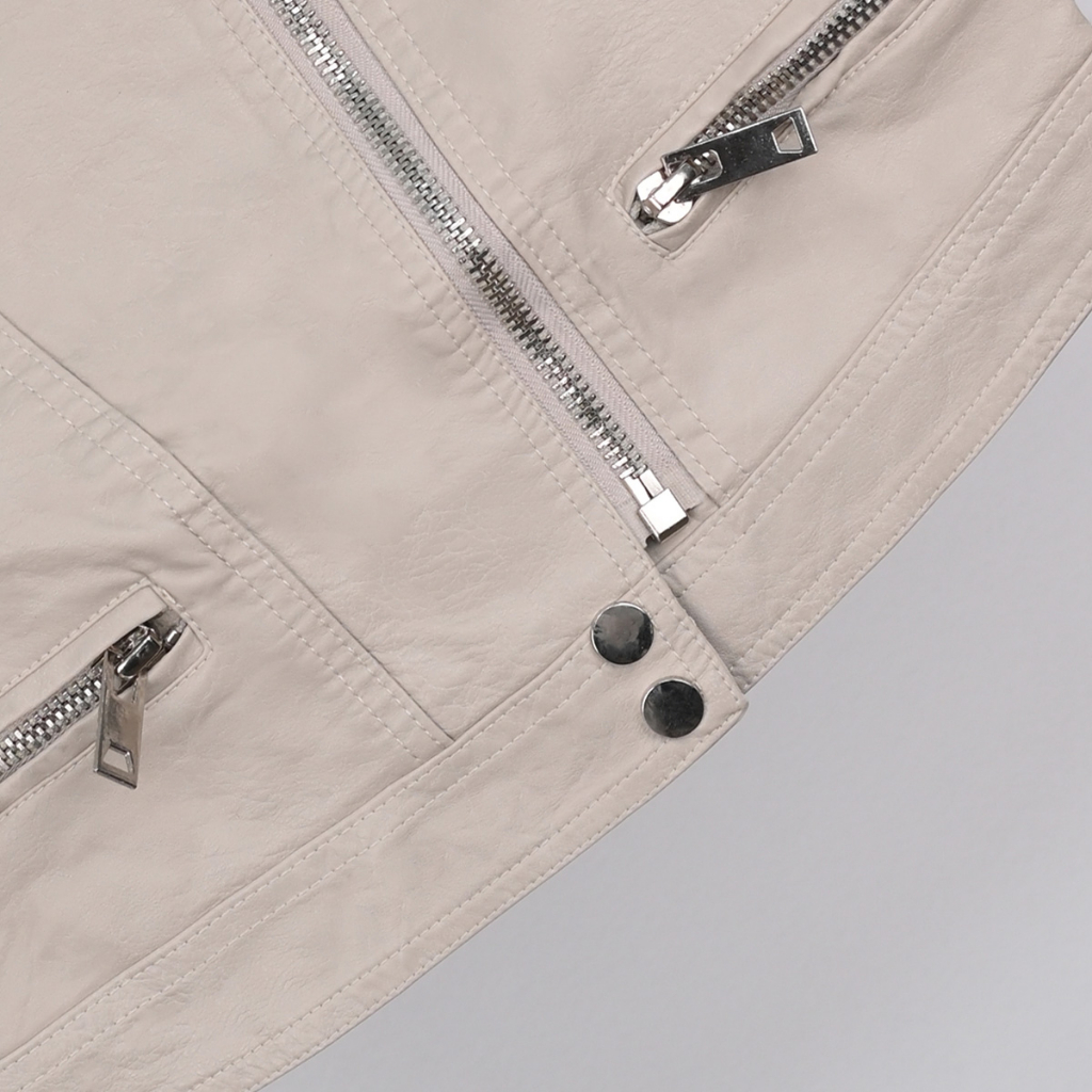 Áo da nữ croptop LYB khoá kéo chéo phong cách năng động trẻ trung - kem 1198 | BigBuy360 - bigbuy360.vn