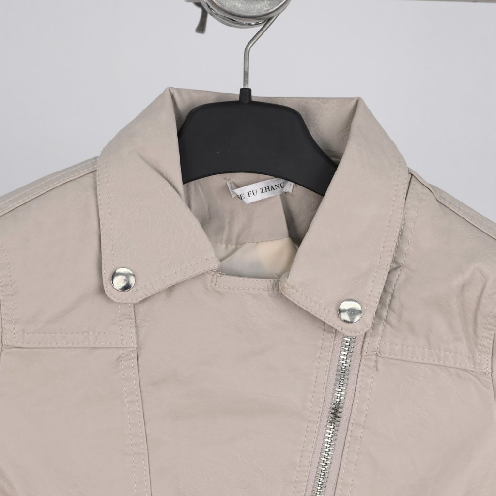 Áo da nữ croptop LYB khoá kéo chéo phong cách năng động trẻ trung - kem 1198 | BigBuy360 - bigbuy360.vn