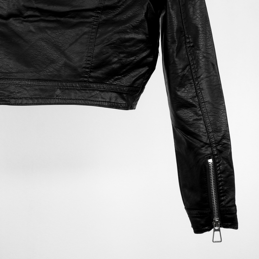 Áo da nữ croptop LYB khoá kéo chéo phong cách năng động trẻ trung - đen 1198 | BigBuy360 - bigbuy360.vn