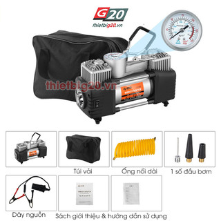 MÁY BƠM LỐP 2 XI LANH TỐC ĐỘ CAO, CÓ ĐÈN PIN, ĐỒNG HỒ CƠ GXE12-1