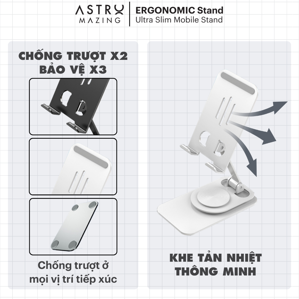 [Ultra Slim] Giá đỡ điện thoại kim loại xoay 360 siêu mỏng AstroMazing dành cho điện thoại