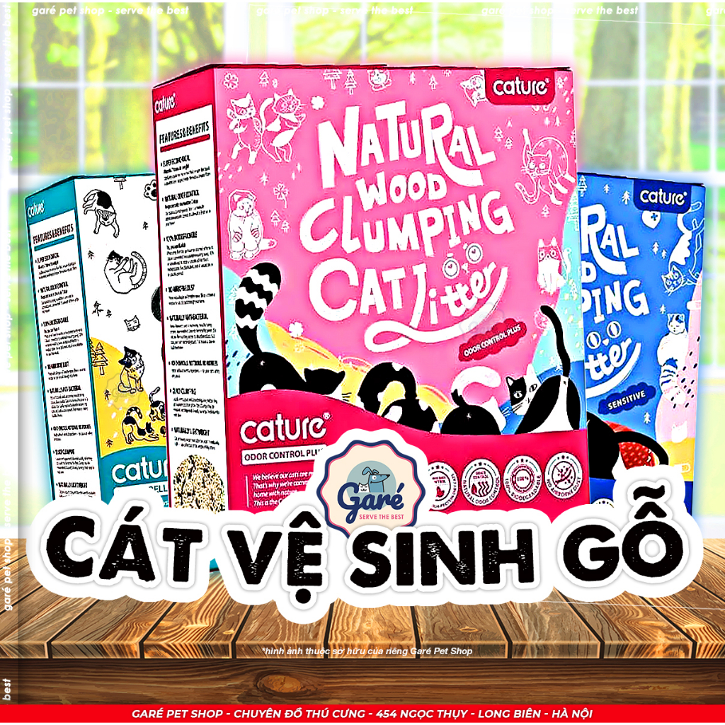Cát vệ sinh Cature cho mèo Natural Wood cát gỗ & Natural Tofu cát đậu
