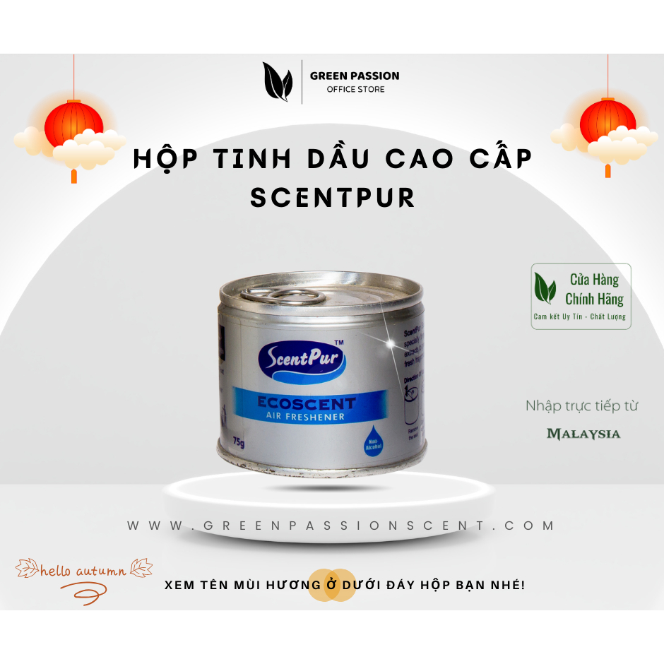 Tinh dầu thơm phòng Ecoscent cao cấp ScentPur 75g Với 10 hương thơm