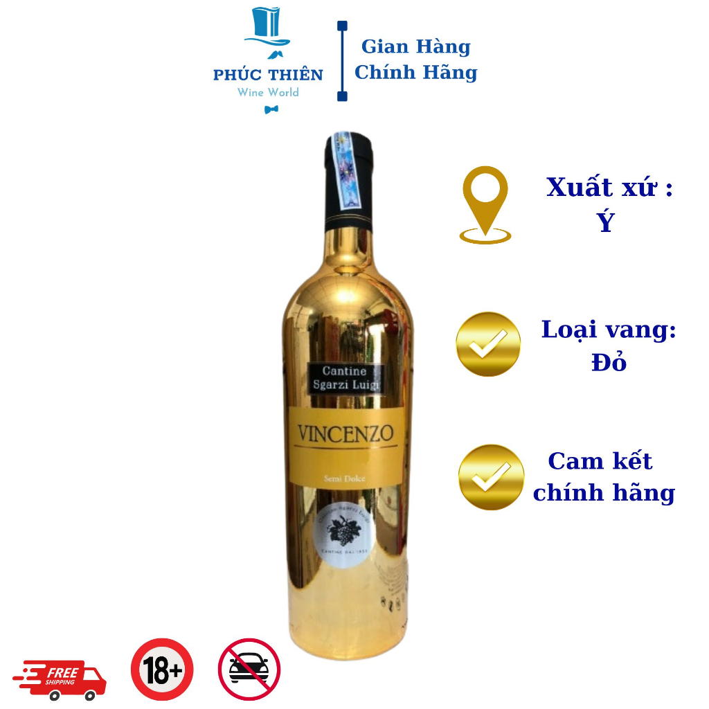 Rượu Vang Ngọt Ý Vincenzo Vàng 10° (Chai)
