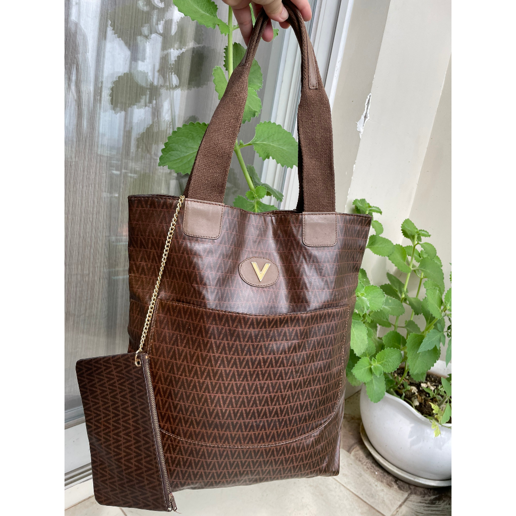 Lc198 Túi si tote da thật phủ nhựa Vale,ntino có kèm ví cho nam và nữ