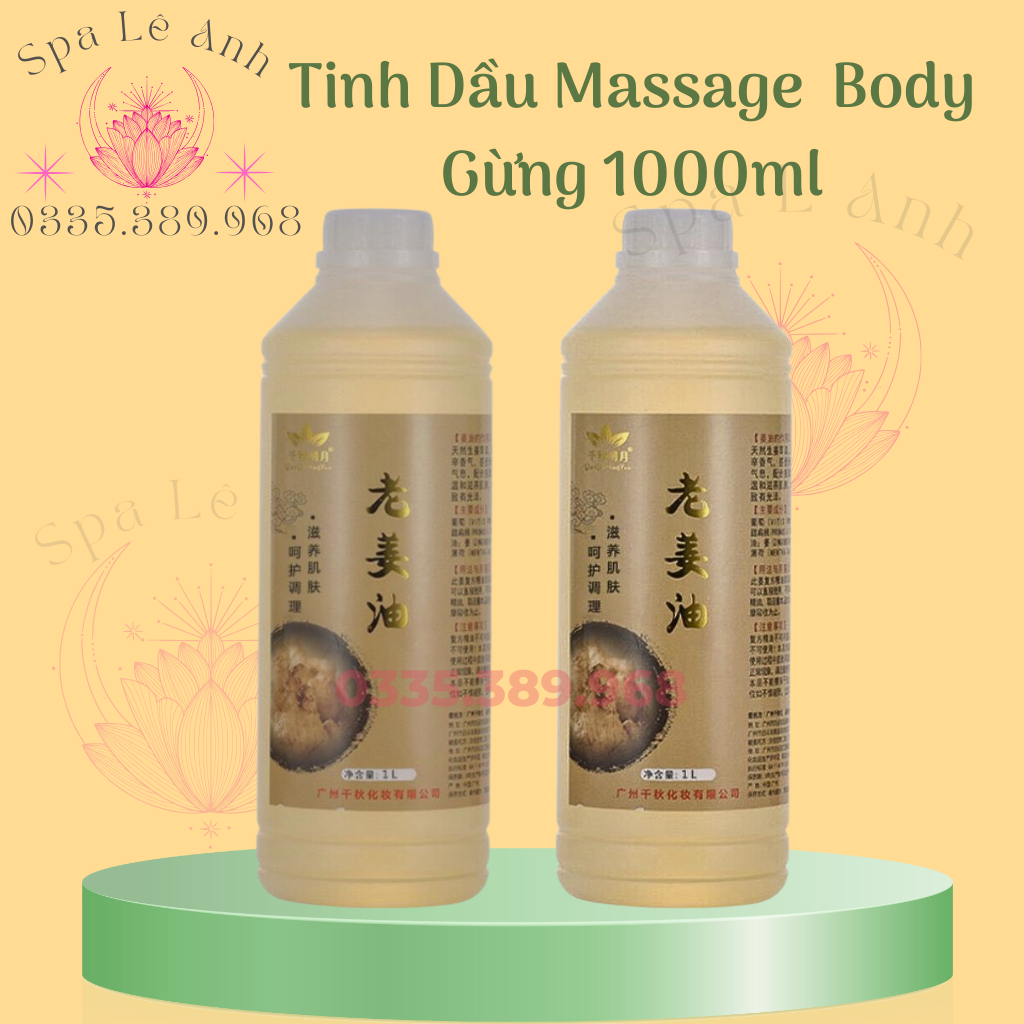 Tinh Dầu Massage Body Gừng Chai 1lít Dùng Trong Dưỡng Sinh Dùng Trong Spa Thẩm Mỹ Viện.