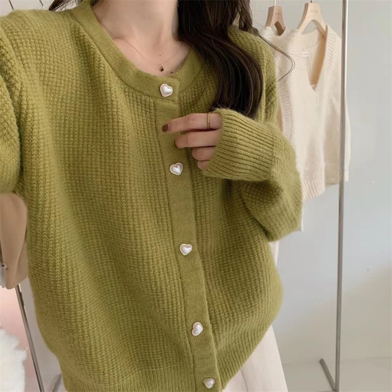 Áo len cardigan cổ tròn cúc ngọc tiểu thư nhẹ nhàng thời trang, len dày mịn hàng Quảng Châu loại 1 BUNNY deliz | BigBuy360 - bigbuy360.vn