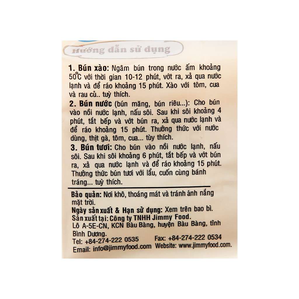 Bún gạo lứt Jimmy túi 250g , tương đương 1kg Bún tươi
