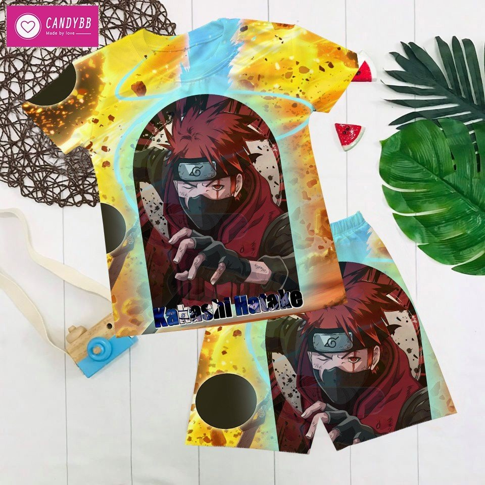 Bộ thun ngắn Naruto cho bé trai, đồ bộ Naruto cổ tròn bé từ 10kg - 60kg