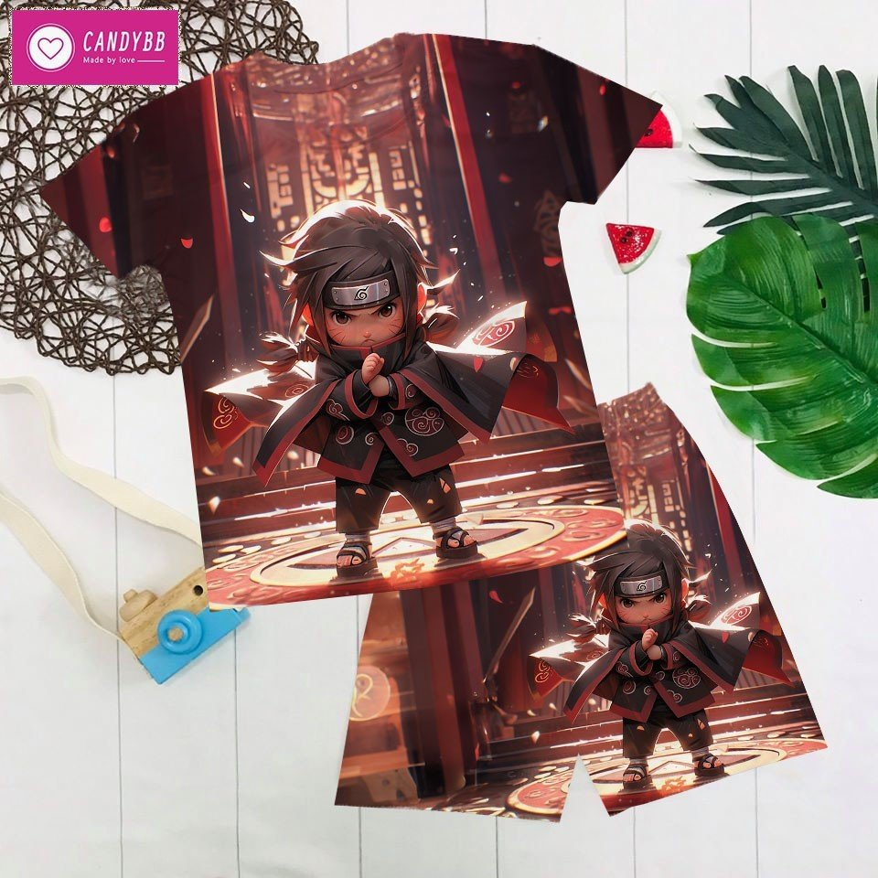 Bộ thun ngắn Naruto cho bé trai, đồ bộ Naruto cổ tròn bé từ 10kg - 60kg