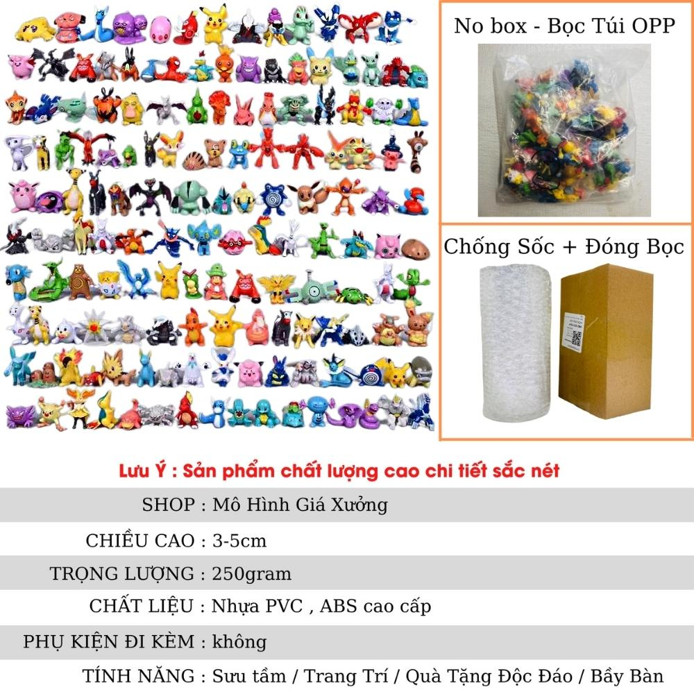Mô Hình Pokemon tổng hợp 144 mẫu Pokemon nhỏ / lớn gồm 6 túi mỗi túi 24 loại - Cao 3-5cm - nặng 250gram + Bọc túi Nilon