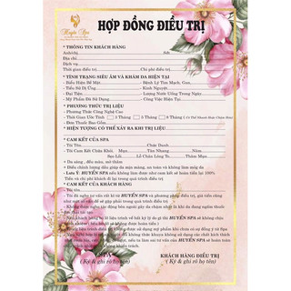 Combo 100 tờ Phiếu spa - bảo hành điều trị
