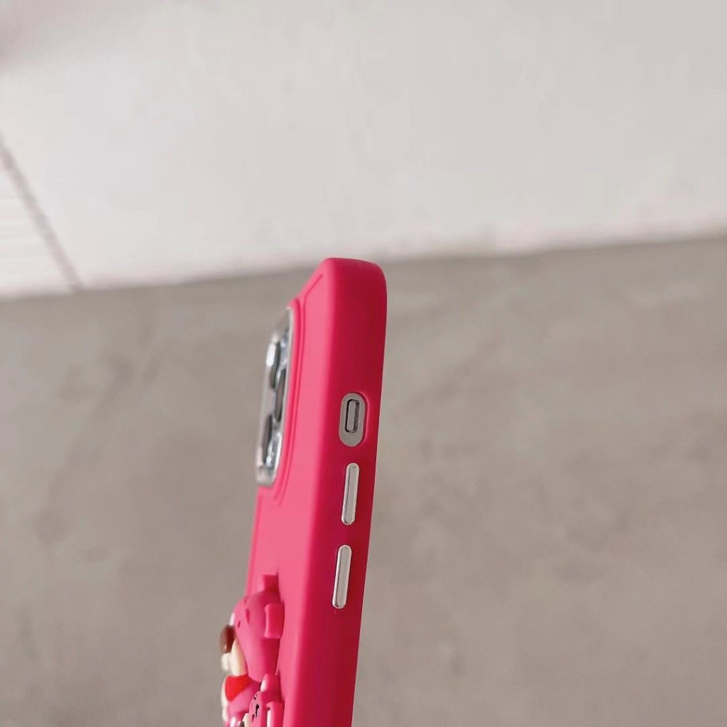 Ốp lưng điện thoại iphone gắn charm gấu dâu 7plus 8plus x xsmax 11 11promax 12 promax 13 13promax 14promax- H4