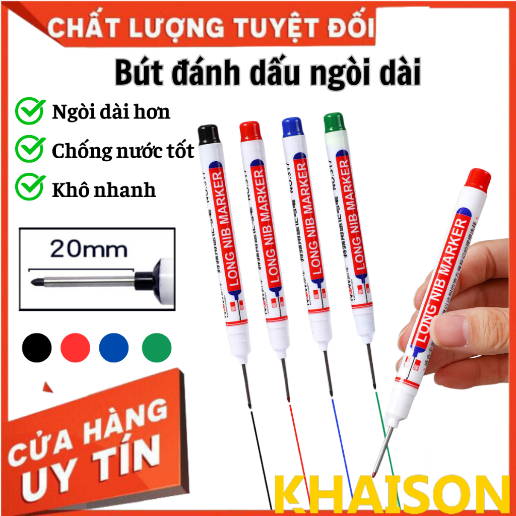 Bút lấy dấu, bút lông đánh dấu ngòi dài 2cm khô nhanh, kháng nước dùng làm mộc, kim khí, xây dựng