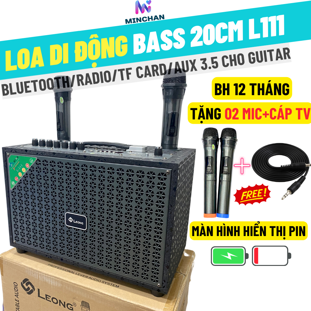 [Tặng 02 Mic + Cáp TV] Loa Di Động Karaoke Bluetooth MINCHAN L111, Bass 20cm Vỏ Gỗ Cao Cấp Sang Trọng - BH 12 Tháng