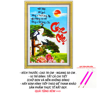 Tranh đính đá đẹp - cha mẹ là thái sơn vời vợi - tranh minh hiền
