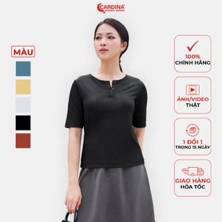 Áo Thun Nữ 𝐂𝐀𝐑𝐃𝐈𝐍𝐀 Chất Tăm Lạnh Cổ Trụ Tay Lỡ Kiểu Dáng Basic Tôn Dáng Co Dãn Thoải Mái 3AFL03