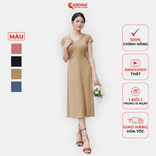 Đầm Nữ 𝐂𝐀𝐑𝐃𝐈𝐍𝐀 Chất Tăm Lạnh Cổ Tim Tay Liền Dáng Ôm Vừa Tôn Dáng Trẻ Trung Điệu Đà 3VAL06