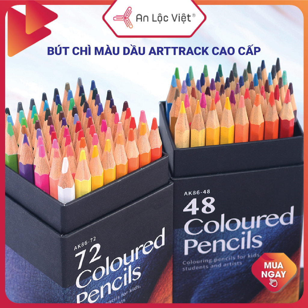 BỘ BÚT CHÌ MÀU DẦU ARTTRACK VẼ TRANH - HỘP 48 MÀU, 72 MÀU, 120 MÀU, VẼ ÊM NÉT- BỀN MÀU